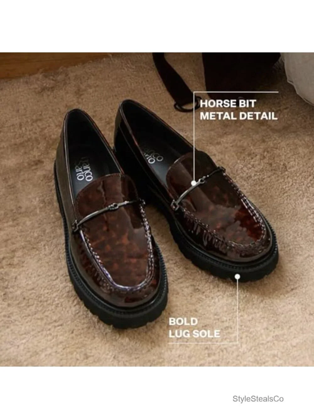 Suede Loafers Slip On Round Toe 1.4 Inch Heel Lug Sole - Picture 5 of 6
